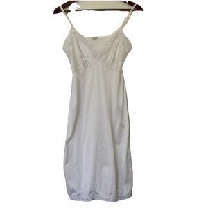 Vintage Mel-Lin Sz 34 Nylon White Lace Slip Dress Nightgown Women's  Vtg 80